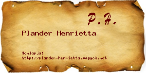 Plander Henrietta névjegykártya