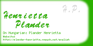 henrietta plander business card